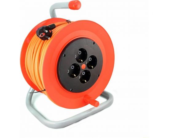 Силовой удлинитель на катушке, с заземлением, 30м, 4 розетки LUX К4-Е-30 