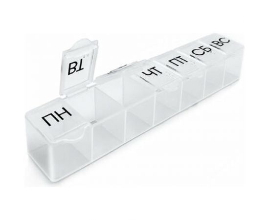 Таблетница-контейнер DASWERK для лекарств и витаминов, 7 дней/1 прием, компактный 630843 