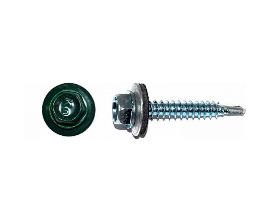 Кровельный саморез КРЕП-КОМП 5,5x25, RAL 6005, тёмно-зелёный, 3000 шт. ск55256005к 