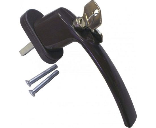 Оконная металлическая ручка с замком Дверной Страж w (коричневая) ДС42158 