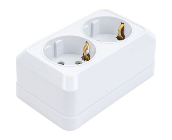 Розетка Intro Quadro двойная с заземлением 2x2P+E Schuko, 16А-250В, IP20, открытая установка, без пластины, белый, Б0053910 – изображение 4