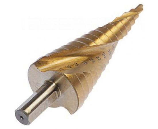 Сверло ступенчатое PRO (4-32 мм; HSS TiN; спиральный профиль; трехгранный хвостовик) ТУНДРА 4087172 – изображение 3