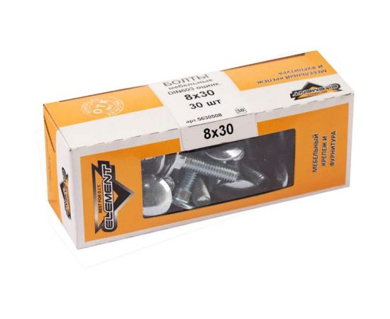 Мебельный болт Element DIN 603 8x30 белый цинк 30 шт 102740 – изображение 2