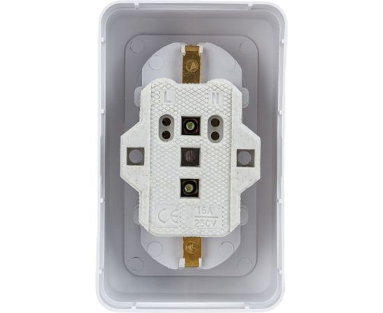 Розетка Intro Quadro двойная с заземлением 2x2P+E Schuko, 16А-250В, IP20, открытая установка, без пластины, белый, Б0053910 – изображение 3