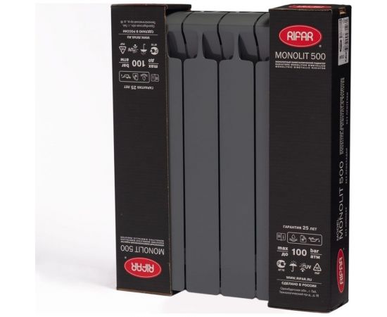 Биметаллический радиатор RIFAR 03 Monolit 500-6, титан RM50063/47012 – изображение 3