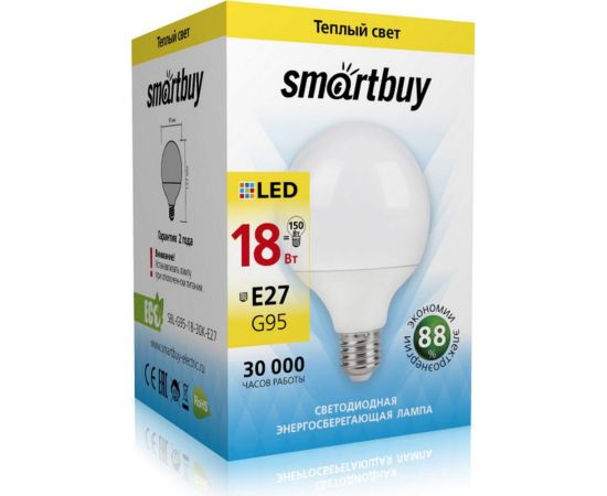 Светодиодная LED лампа Smartbuy G95-18W00/E27 SBL-G95-18-30K-E27 – изображение 2