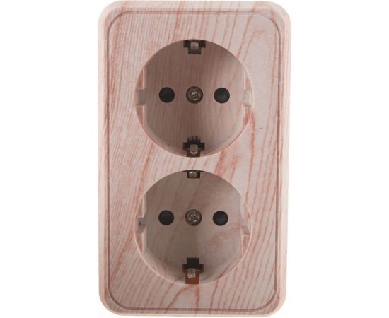 Двойная розетка открытой установки LK Studio с з/к, со шторками, сосна 813525 – изображение 4