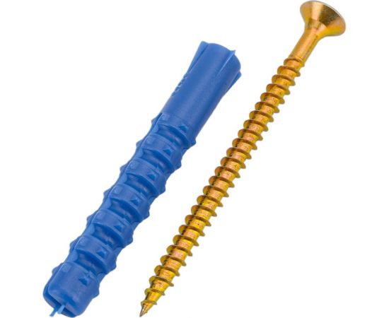 Набор для крепления ВИРТУОЗ дюбель 8x60 К, шуруп 5x70 потайная головка, желтый цинк, 50 шт. 550-00675 