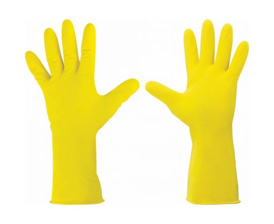 Хозяйственные латексные перчатки ЛАЙМА Стандарт, с х/б напылением, размер L 600270 