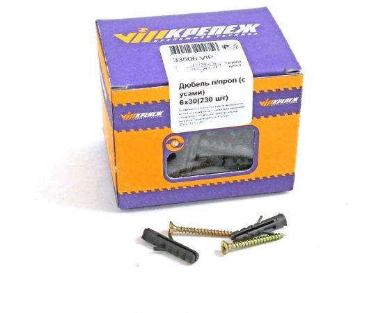 Дюбель с усами VIPкрепеж п/проп, 230 штук 33506 VIP 