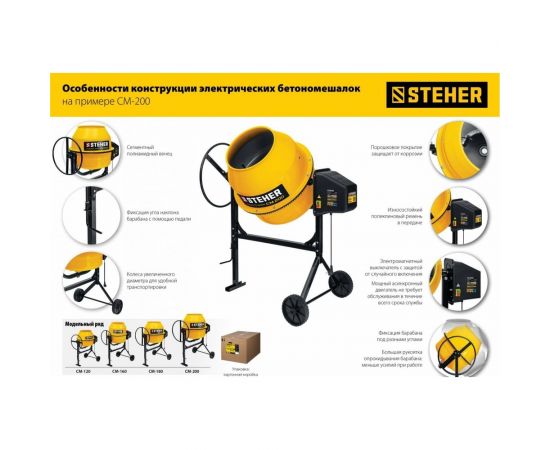 Бетономешалка STEHER 160 л CM-160 – изображение 4