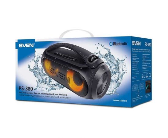 Портативная колонка SVEN АС PS-380 черная, 40 Вт, Waterproof (IPx5), TWS, Bluetooth, FM, USB, 3000 мА*ч SV-021290 – изображение 15