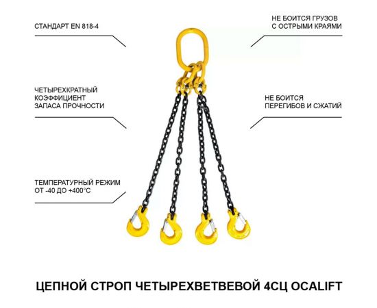 Цепной четырехветвевой строп OCALIFT 4СЦ 3,15 т, 3 м, т8 4sc3150t3 – изображение 5