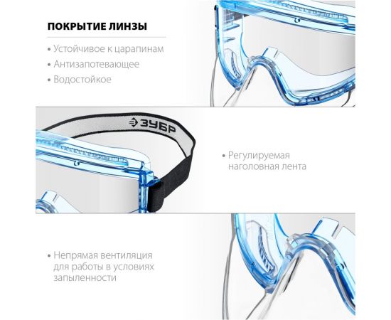 Защитные очки ЗУБР Панорама в комплекте со щитком 110233 – изображение 6