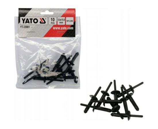 Пластиковые заклепки YATO 5,0x15,8 мм, 10 штук YT-35981 – изображение 4