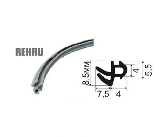 Уплотнитель для окон и дверей KOMFORT москитные системы rehau 4952 ПВХ, усиленный, серый, тэп 14 м УПЛ0521 – изображение 2