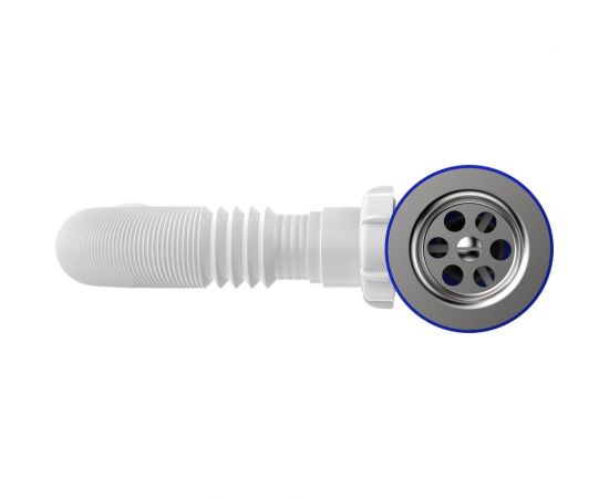 Сифон для умывальника Aquant 1 1/2"х40 с металлической решеткой с гофротрубой 40x40/50 S0115-35-MR – изображение 3