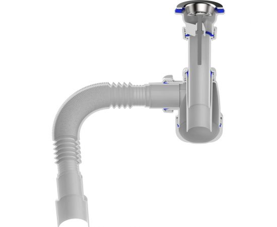 Сифон для умывальника Aquant 1 1/4"х40 с металлической решеткой с гофротрубой 40x40/50 S1015-35-MR – изображение 2