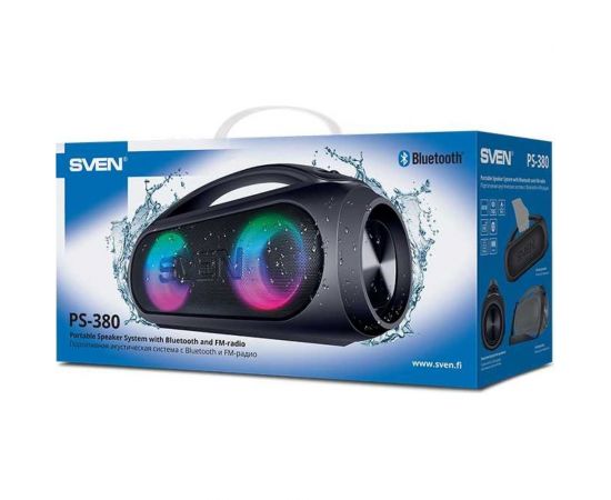 Портативная колонка SVEN АС PS-380 черная, 40 Вт, Waterproof (IPx5), TWS, Bluetooth, FM, USB, 3000 мА*ч SV-021290 – изображение 11