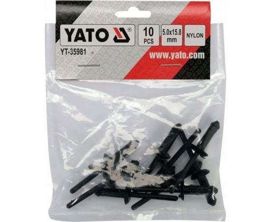 Пластиковые заклепки YATO 5,0x15,8 мм, 10 штук YT-35981 – изображение 2