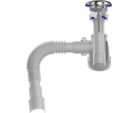 Сифон для умывальника Aquant 1 1/2"х40 с металлической решеткой с гофротрубой 40x40/50 S0115-35-MR – изображение 2