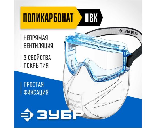 Защитные очки ЗУБР Панорама в комплекте со щитком 110233 – изображение 3