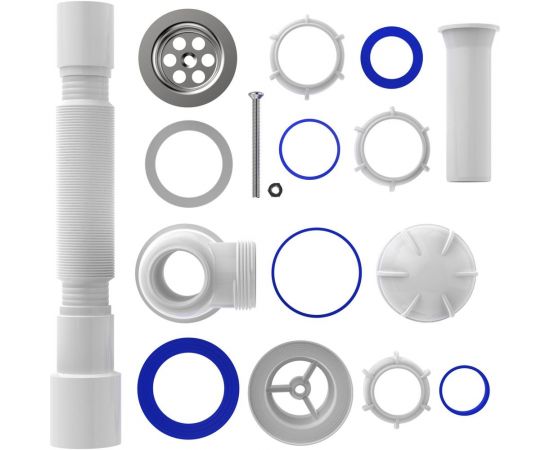 Сифон для умывальника Aquant 1 1/2"х40 с металлической решеткой с гофротрубой 40x40/50 S0115-35-MR – изображение 7