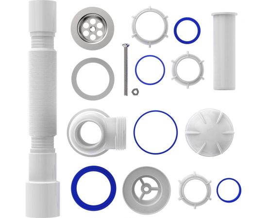 Сифон для умывальника Aquant 1 1/4"х40 с металлической решеткой с гофротрубой 40x40/50 S1015-35-MR – изображение 6