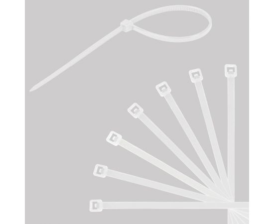 Нейлоновая сверхпрочная стяжка (хомут) SONNEN Power Lock 2,5x150 мм, белая, комплект 100 шт. 607919 – изображение 2