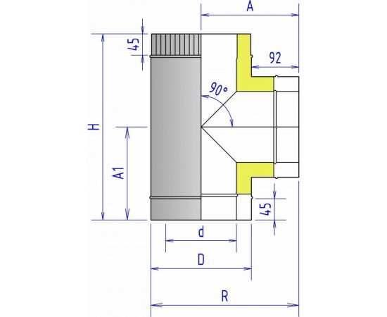 Тройник ФЕНИКС ДЫМОХОДЫ 2ТР 90 150, 430 1.0, 250, 430 000002138 – изображение 2