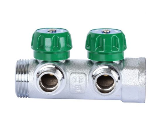 Регулирующий коллектор STOUT 1"", 2 отвода 1/2"", плоское уплотнение SMB-6849-011202 RG008UJF2PTLGU – изображение 2