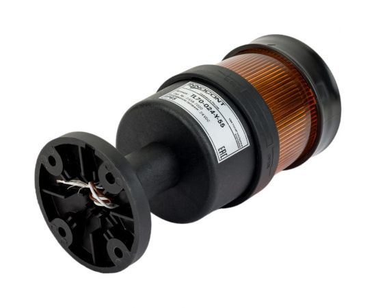 Светосигнальная колонна INNOCONT d=70мм, светодиод, стойка 55мм, основание d=70мм, постоянное свечение, без зуммера, цвет: желтый, 24VDC, IP65, кабель 0,5м TL70-024-Y-55 – изображение 2