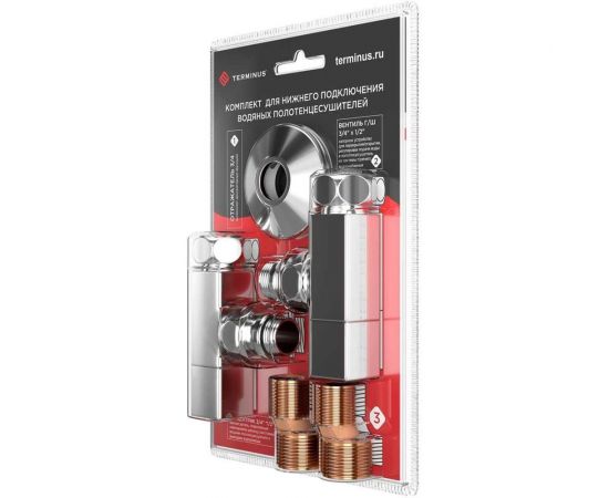 Комплект Terminus вентиль угловой 3/4x1/2 г/ш., квадрат - 2 шт., эксцентрик - 2шт., отражатель - 2 шт 4620768888861 – изображение 2