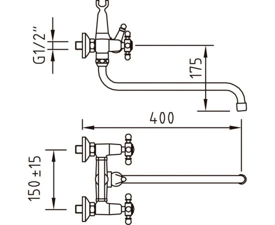 Смеситель для ванны-душа CLEVER WITH2 ANTIGONA с длинным носом 98481 – изображение 2