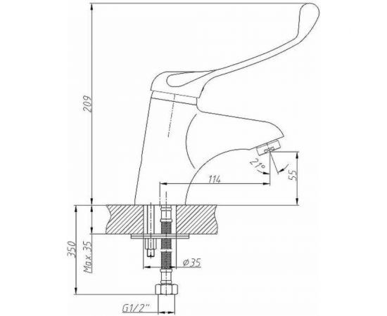 Смеситель для умывальника D-Lin с хирургической ручкой, хром D110427-6 – изображение 3