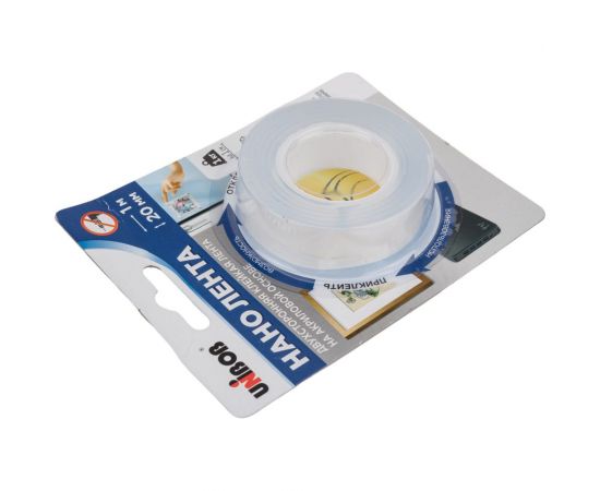 Клейкая нано лента UNIBOB кристально-прозрачная, 20 мм, 1 м (пена) 97246 – изображение 4