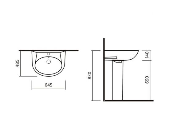 Умывальник Sanita Luxe Classic Luxe 645 мм, без крепления SL400101 00008331 CLCSLWB01 – изображение 6