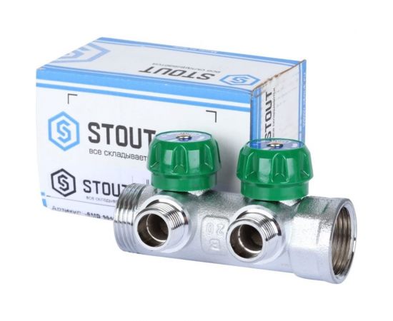 Регулирующий коллектор STOUT 1"", 2 отвода 1/2"", плоское уплотнение SMB-6849-011202 RG008UJF2PTLGU – изображение 7