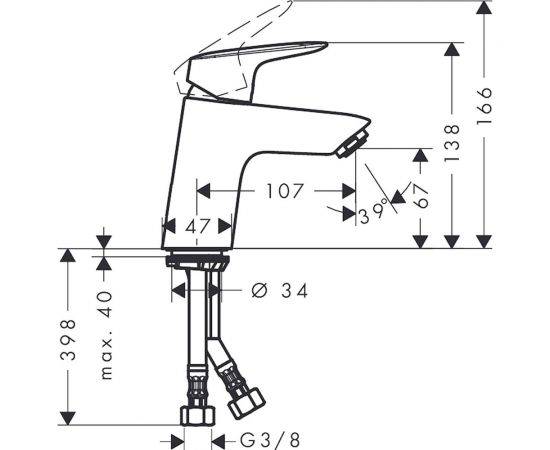 Смеситель для раковины HANSGROHE Logis 70 push-open 71077000 00000037139 – изображение 8