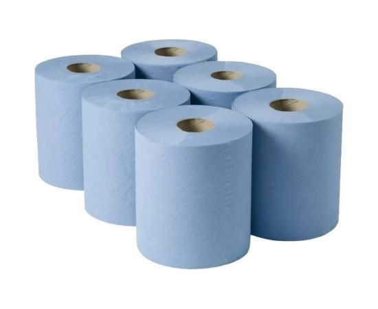 Протирочная бумага полотенце ООО Комус 2 слоя, 22x30 см, 200 м, d 6 см центральная вытяжка, 6 рулонов 1663308 