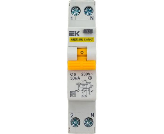 Автоматический выключатель дифференциального тока IEK АВДТ32МL С6 30мА KARAT MVD12-1-006-C-030 