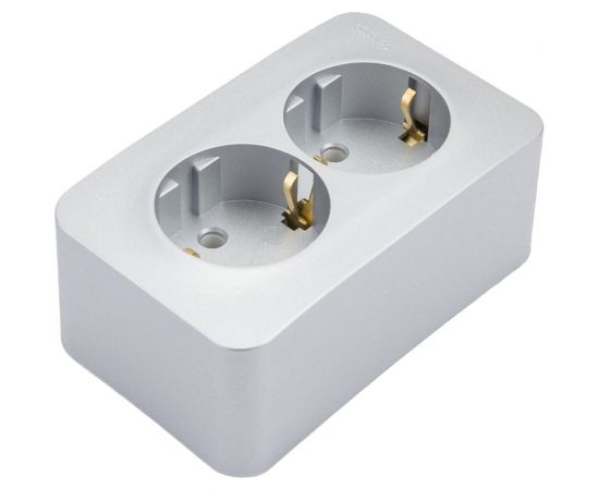 2-ая наружная розетка Schneider Electric Blanca Алюминий, с заземлением, без шторок, 16А, 250В SE BLNRA010213 