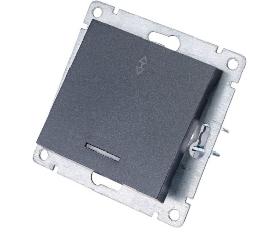 Одноклавишный проходной выключатель UNIVersal с подсветкой серия афина, с/у, 10а, 220в, графит еврослот A0125-Gr 