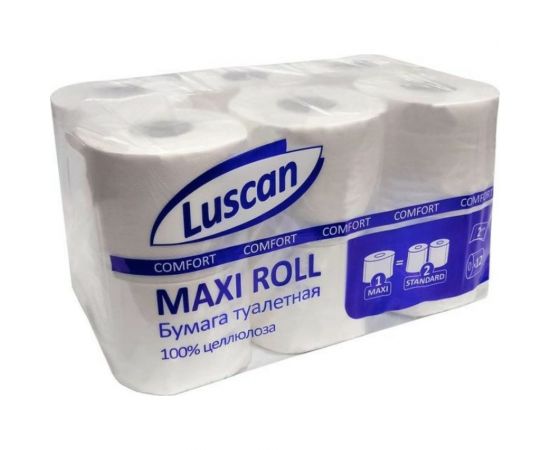 Туалетная бумага Luscan ComfortMax 2 слоя, белый, целлюлоза, 50 м., 400 л., 12 рул/уп 1519339 
