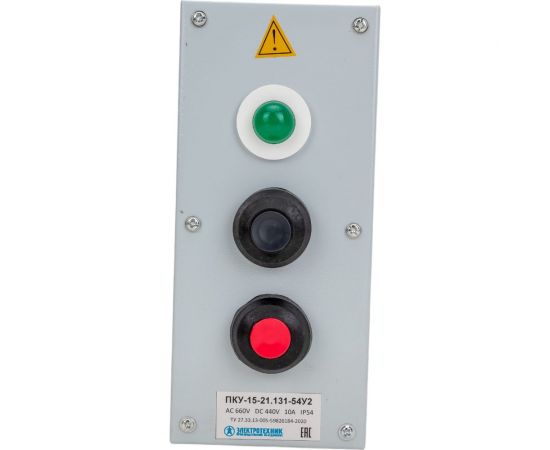 Пост управления Электротехник ПКУ-15-21.131-54У2 (1СКЛ11 зеленая, 220В + 1КЕ081/2(1з и 1р) черная + 1КЕ081/2(1з и 1р) красная + PG-19) ET008512 