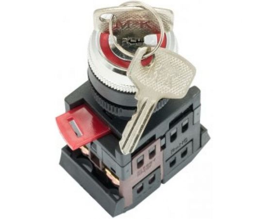 Переключатель EKF АKS-22, черный, c замком, возвратный, NO NC, PROxima aks-22 