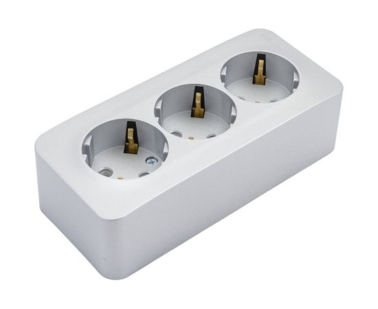 3-ая наружная розетка Schneider Electric Blanca Алюминий, с заземлением, без шторок, 16А, 250В SE BLNRA010313 