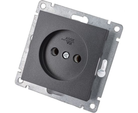 Одноместная розетка UNIVersal серия афина б/з, с/у, 16а, 220в, графит еврослот A0022-Gr 