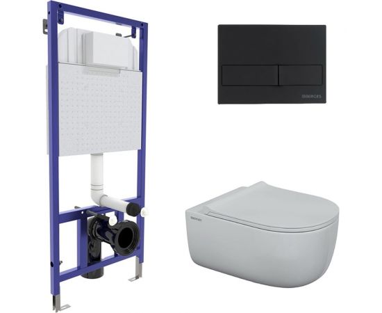Комплект для монтажа подвесного унитаза Berges: инсталляция novum кнопка l5 черная softtouch, унитаз ego xl rimless, сиденье дюропласт toma slim so, микролифт, быстросъем 043204 