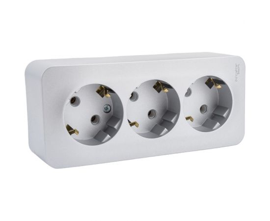 3-ая наружная розетка Schneider Electric Blanca Алюминий, с заземлением, без шторок, 16А, 250В SE BLNRA010313 – изображение 2